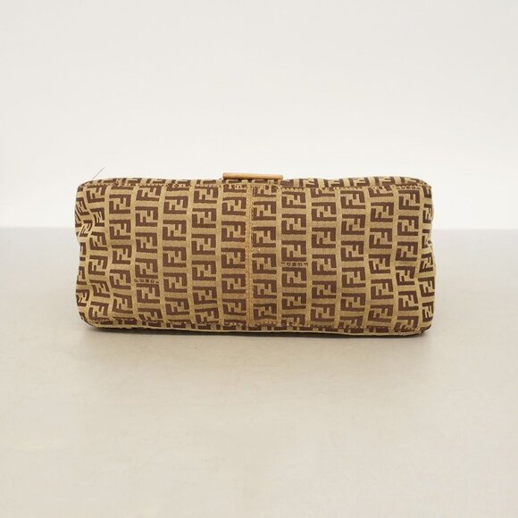 Authentic FENDI Mamma Zucca Bucket Baguette Tan Beige Flap Bag Purse Shoulder - Picture 4 of 7